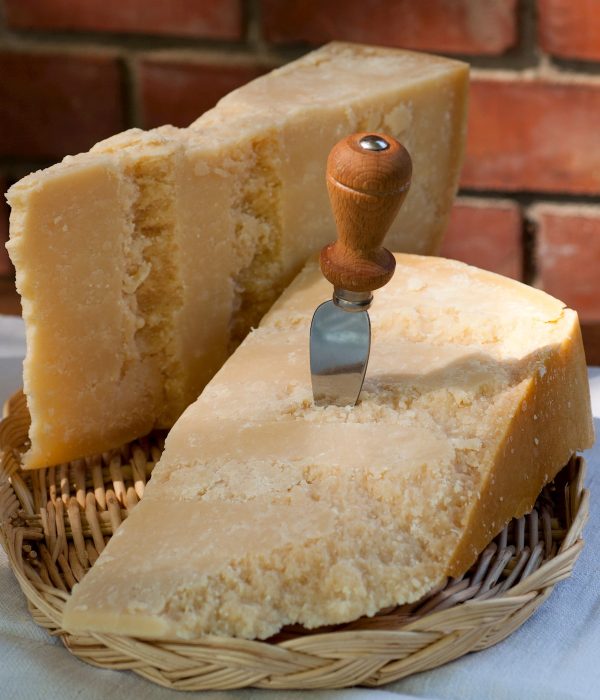 Parmigiano-Reggiano  typical hard Italian cheese with the traditional knife